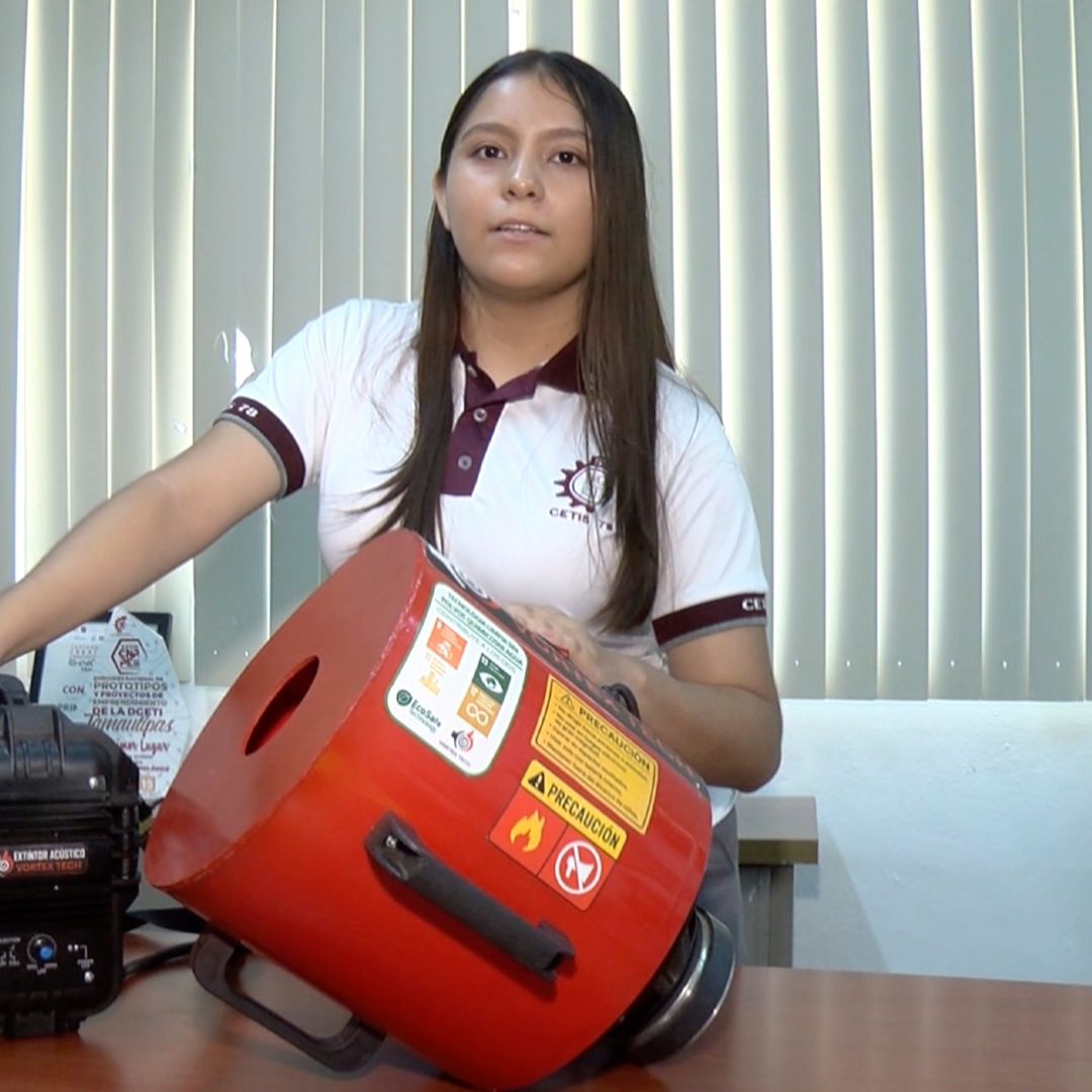 Angela Karime, Estudiante de CETIS 78 en Tamaulipas Crea 'Vortex Tech' un Extintor Acústico